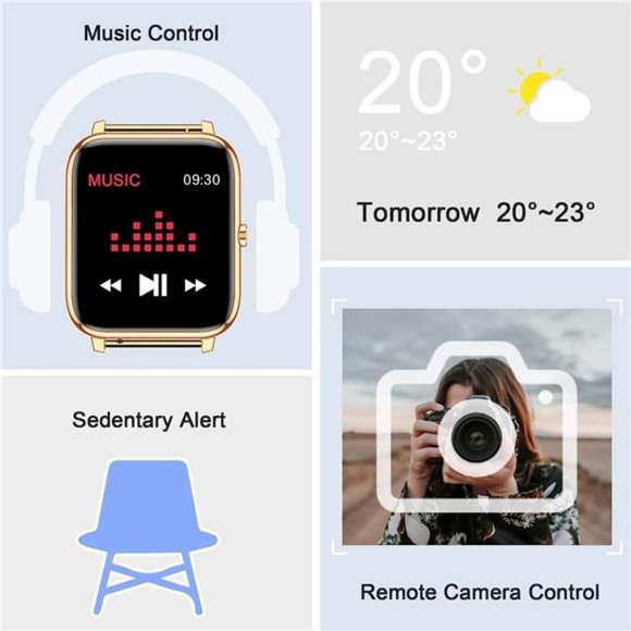 Smart Watch, Fitness Tracker with Heart Rate Monitor, Blood Pressure, Tracking